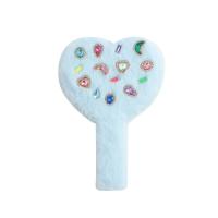 Espejo de mano de amor portátil coreano, espejo de mano compacto bonito, mango de felpa, herramienta de maquillaje en forma de corazón para mujer - details 4