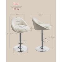 Taburete de bar, juego de 2, taburete de barra, regulable en altura, giratorio 360 ° Silla de cocina con respaldo, base, reposapiés, acero, para mostrador, comedor, blanco - details 5