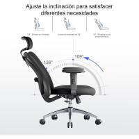 Silla de escritorio para computadora con reposacabezas ajustable y soporte lumbar, respaldo alto, silla ejecutiva giratoria para oficina en casa (azul claro) - details 15