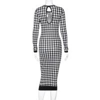 Vestido Midi estampado de manga larga para mujer, vestido ceñido calado, ropa de calle sexi, Otoño Invierno, Club, elegante y delgado - details 12
