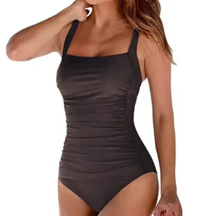 Trajes de baño grandes de una pieza, traje de baño cerrado de talla grande, trajes de baño de cuerpo femenino con realce para piscina, ropa de playa, traje de baño para mujer - 1