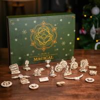 Calendario clásico de cuenta regresiva navideña de madera con 24 cajas ciegas - Decoración de árbol de Adviento de bricolaje, coleccionables de decoración del hogar con temática de plantas - Regalo de Navidad ideal para familiares y amigos - Lo mejor para - details 9
