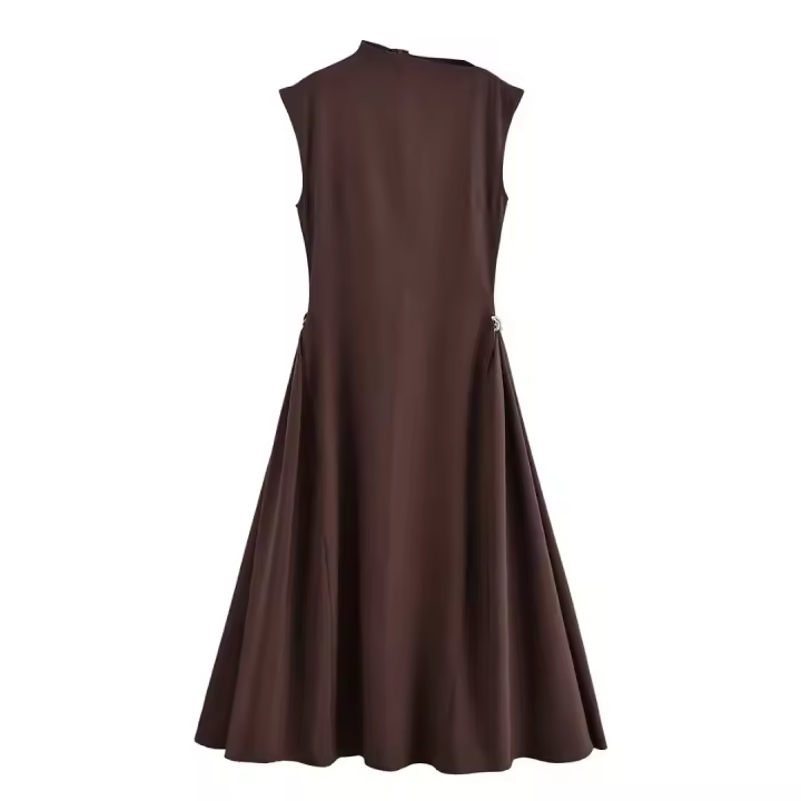 Ropa de mujer europea y americana temperamento popular versátil semi-cuello alto vestido de péndulo grande - 1