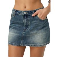 Minifalda de mezclilla índigo mediana para mujer - Multicolor - details 2