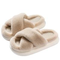 Suelo interior antideslizante de esponja para mujer, parte inferior, pantuflas peludas de algodón para el hogar, candelabros de invierno - details 6