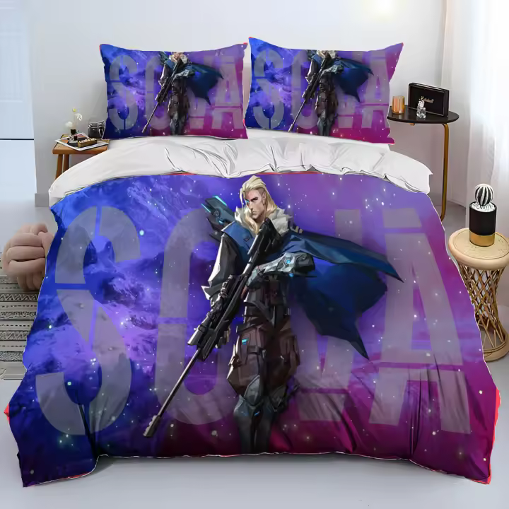 Conjunto de Ropa de Cama de Valorant 3D Funda de Edredón de Dibujos Animados para Jugadores - 1