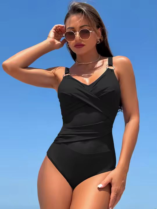 Bañador Sexy de malla de talla grande para mujer, traje de baño de una pieza para mujer, traje de baño de retazos, ropa de playa, bañadores XXL 2024 - 1