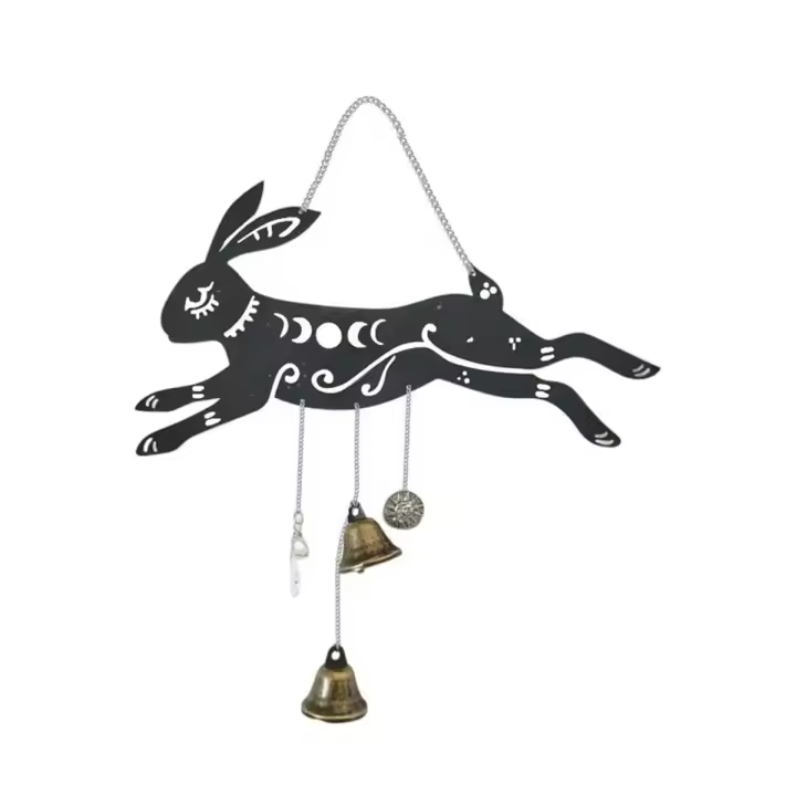 Colgante de campanilla de viento con forma de conejo, accesorio de decoración Vintage para puertas, patios y jardines - 1