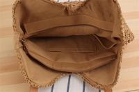 Mochila de hombro de cuerda de papel tejida de hierba para mujer, bolso de playa para vacaciones, nueva moda hecha a mano - details 9