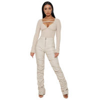 Pantalones acampanados plegados únicos a la moda para mujer, nuevo estilo para todas las estaciones - details 3