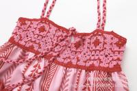 Nueva ropa de mujer, estilo europeo y americano francés retro impresión gancho costura diseño sentido vestido de punto falda de mujer - details 3