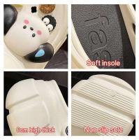 Novedad de verano, zapatillas y zapatos de mujer con dibujos animados DIY, parte inferior gruesa elevada, para playa, Baotou - details 8