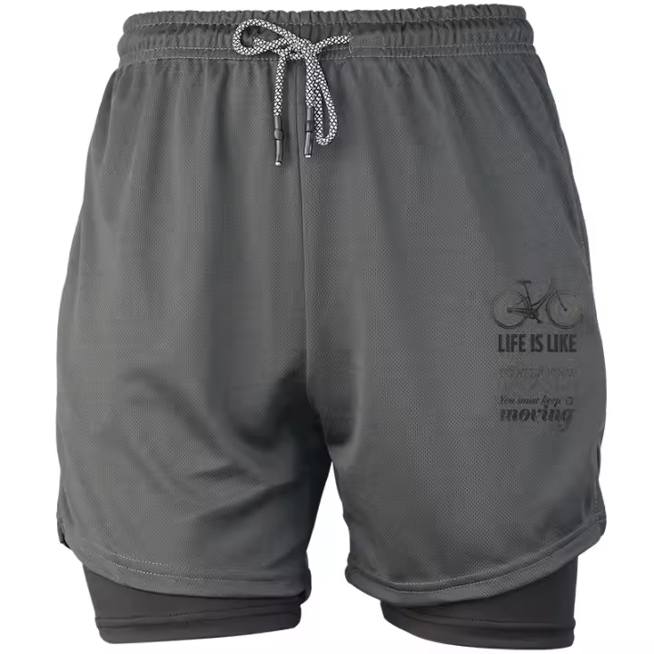 Pantalones cortos de entrenamiento para hombre 2 en 1 de doble capa de secado rápido para correr, Fitness, ropa activa atlética, estilo de patrón de camuflaje - 1