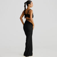 BUNO-Conjunto de 2 piezas de tejido para mujer, camisolas cortas plisadas lisas impresionantes + faldas largas de cintura alta, traje de vacaciones de tendencia femenina - details 18