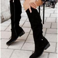 Botas de ante para mujer, zapatos largos informales, a la moda, para exteriores - details 1