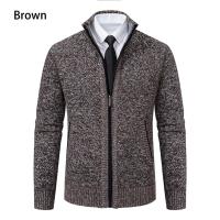 Abrigo deportivo informal para hombre, cárdigan cálido de lana con cremallera, cuello alto, Color sólido, otoño e invierno - details 7