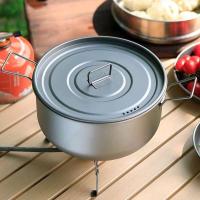 Olla para exteriores de gran capacidad, olla colgante de titanio de 1,8 litros con sistema digestivo de tapa, camping portátil ultraligero y - details 3