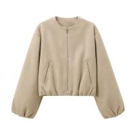 BUNO-Chaquetas Bomber rojas con cremallera para mujer, chaquetas recortadas suaves, chaqueta deportiva de manga larga para mujer, novedad en prendas de vestir exteriores 2025 - details 9