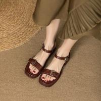 Zapatos de Mujer Tallas Grandes Sandalias Simples de Una Correa para el Verano2025Sandalias romanas planas de playa con punta abierta, tendencia - details 3