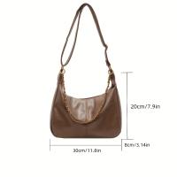 Bolso de hombro estilo vintage en colores negro, caqui y café con correa de cadena y cierre de cremallera - details 9