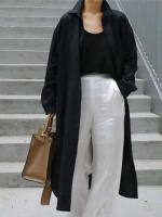 Novedad de verano, camisa de algodón para mujer, cárdigan elegante holgado Irregular, vestido de manga larga a la moda con un solo pecho - details 10