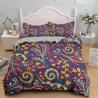 Cubierta de Edredón con Estampado Floral Duvet King Set de Ropa de Cama Suave Microfibra con Patrón Geométrico Funda de Cojín con 2 Fundas de Almohada - details 4