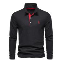 Polos hombre manga larga ropa hombre día del padre 2025 nuevos hombres ciervos bordado Polo camisas Color sólido manga larga negocios sociales hombre - details 11