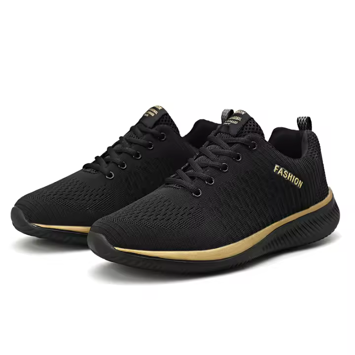 Zapatos ligeros para caminar para hombre, zapatillas deportivas transpirables doradas, informales, a la moda - 1