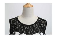 Lace patchwork floral print women summer 50s 60s elegant dress - details 80