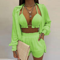 Nuevo conjunto sexy de 3 piezas de pantalones cortos de moda de playa de otoño - details 4