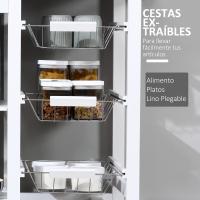 Carrito de cocina multifuncional con cajones, cestas, estantes para especias, toallero y ruedas, 92x37x82 cm, blanco - details 3