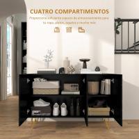 Aparador para Salón Aparador de Entrada con 3 Puertas y Estantes Ajustables Armario de Almacenamiento para Cocina Sala 120x40x75 cm Negro Brillo - details 4