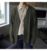 Abrigo de Punto para Hombres Cuello en V, Un solo Pecho, Color Sólido, Estilo Otoño - details 6