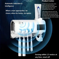 Soporte de Cepillo Dental de Inducción Multifuncional Caja de Almacenamiento de Pasta de Dientes Siquiada Automática Montaje en Pared Libre de Agujero Productos Peligrosos Normales con Batería - details 1
