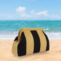 Bolso de mano de playa a rayas de ganchillo para mujer, bolso plisado de dumpling, color bloqueado, Verano - details 12