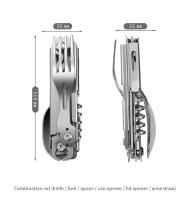 Cuchillo Plegable de Acero Inoxidable 420 con Bolsillo Multifuncional Portátil con Tenedor y Cuchara para Supervivencia al Aire Libre y Camping Herramientas de Mano Desmontables - details 1