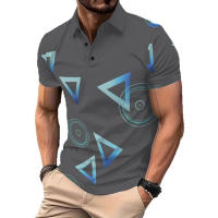 Camisa de golf informal para hombre, manga corta, estilo clásico de moda, estampado digital geométrico, polo de verano - details 0