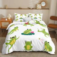Juego de Ropa de Cama con Diseño de Ranas y Toad de Dibujos Animados a Lápiz Verde Tamaño King Queen Polyester Ideal para Niños y Adultos - details 10