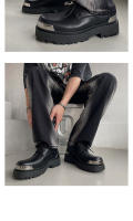 Suela gruesa de acero que aumenta los zapatos de cuero, zapatos de cabeza grande de cuero genuino para hombres - details 11