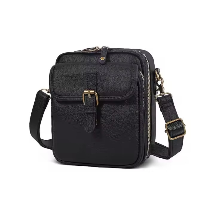 Bolso bandolera de cuero para mujer, gran capacidad con correa extraíble ajustable, bolso de hombro de PU, bolso antirrobo para teléfono de Color sólido - 1