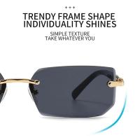 Gafas de sol cuadradas pequeñas, rectangulares, sin marco, para hombres y mujeres, populares, a la moda, para vistas de verano - details 18