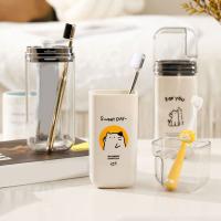 Cilindro de dientes de dibujos animados práctico, juego de tazas de lavado de plástico de gran capacidad, taza para enjuague bucal sellada, dispensador de pasta de dientes para acampar, 2 uds. - details 3