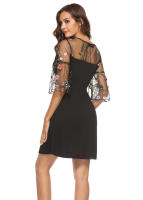 NOVEDAD DE VERANO 2025, vestido de talla grande con manga de cuerno bordada para mujer, falda corta de corte A - details 2