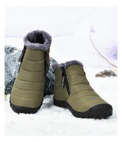 Botas de invierno informales para hombre, botines de terciopelo, impermeables, con doble cremallera, botas de nieve, zapatos de algodón antideslizantes cálidos para exteriores - details 15