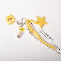 LLavero de palomitas de maíz y patatas fritas en forma de estrella, colgante de bolsa de cuerda trenzada hecha a mano de PU, llavero de estrella de cuero tejido a mano de estilo coreano - details 0