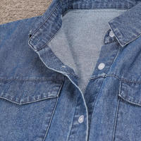 Vestido Denim Suave y Delgado Manga Corta, Estilo Retro con Bolsillos y Botones - details 9