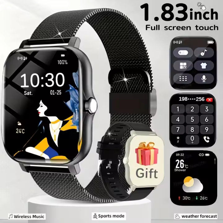 Nuevo reloj inteligente unisex con pantalla táctil completa y esfera grande de 1,91 pulgadas con recordatorios de llamadas y mensajes inalámbricos, regalos exquisitos para familiares y amigos, notificaciones meteorológicas, podómetro de seguimiento deport - 1