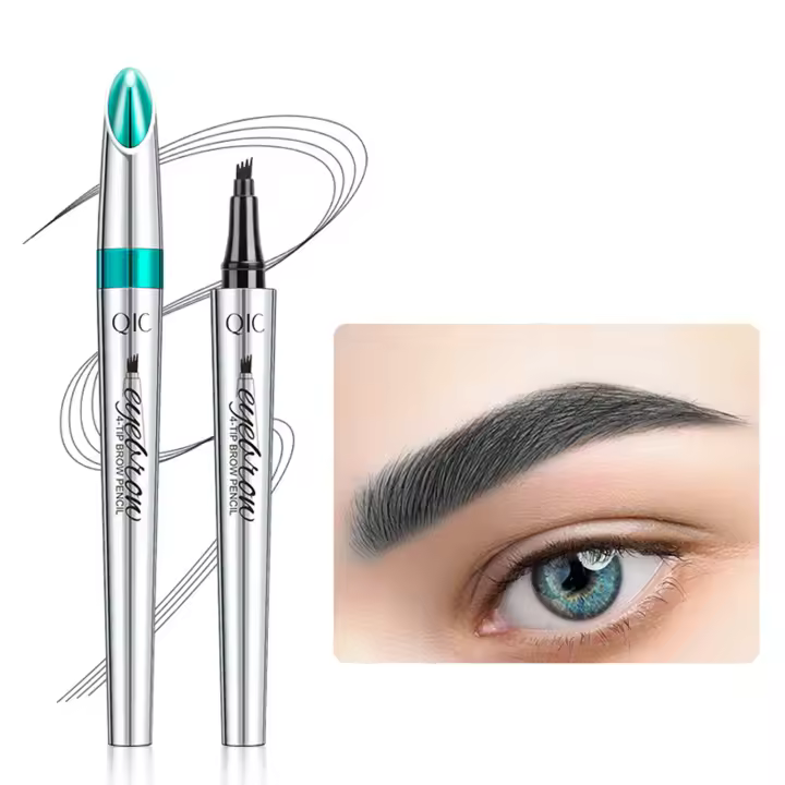 Lápiz de cejas líquido impermeable 3D de 4 puntas, lápiz de cejas portátil de larga duración para mujeres, uso diario - 1