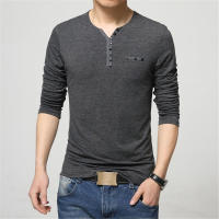 Camiseta de Hombre CASUMANL Talla EU Camiseta de Moda Otoño Manga Larga Cuello Henry de Algodón Ajustada para Hombre - details 4