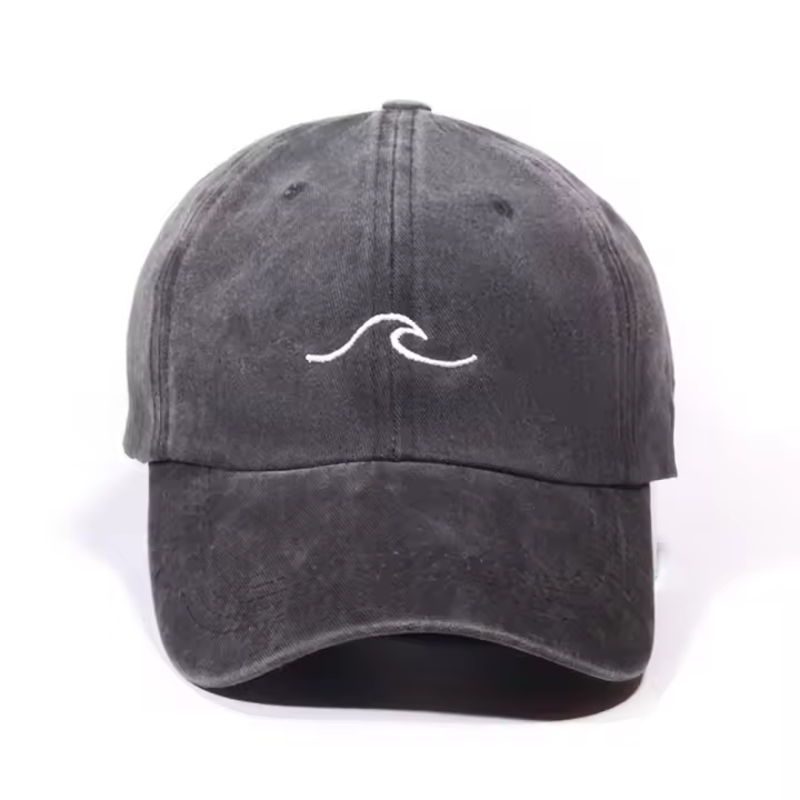 Béisbol bordado con un patrón de ondas simple, gorra versátil para parejas y estudiantes. - 1